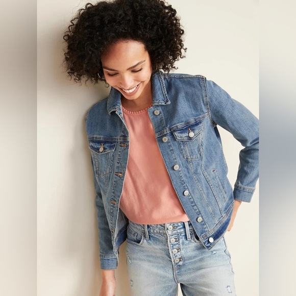 Old Navy Denim Jean Jacket Trucker Classic Blue Sz Small - Picture 1 of 6